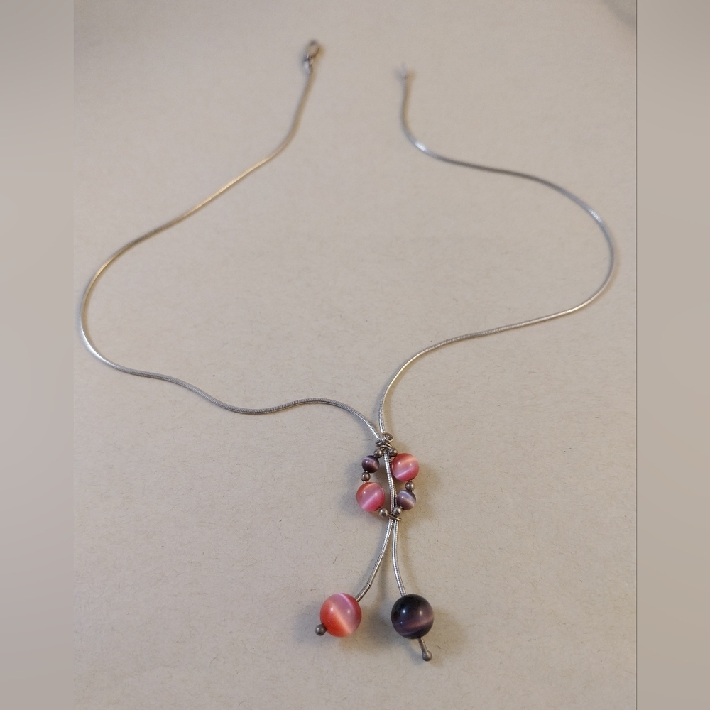 Sterling Silver and Pink Necklace